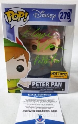 BLAYNE WEAVER PETER PAN SIGNED FUNKO POP DISNEY BECKETT BAS COA 029