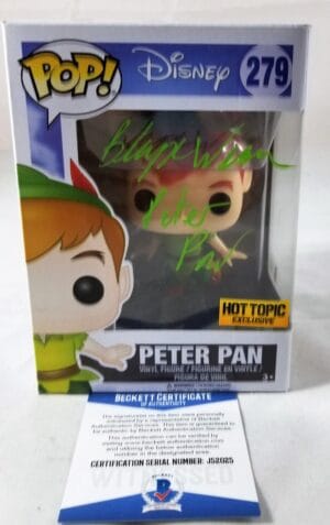 BLAYNE WEAVER PETER PAN SIGNED FUNKO POP DISNEY BECKETT BAS COA 025