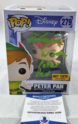 BLAYNE WEAVER PETER PAN SIGNED FUNKO POP DISNEY BECKETT BAS COA 009