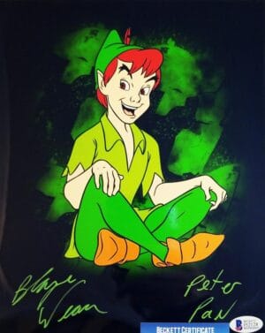 BLAYNE WEAVER PETER PAN SIGNED 8x10 METALLIC PHOTO BAS COA 128