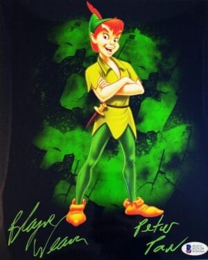 BLAYNE WEAVER PETER PAN SIGNED 8x10 METALLIC PHOTO BAS COA 129