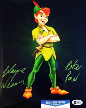 BLAYNE WEAVER PETER PAN SIGNED 8x10 METALLIC PHOTO BAS COA 074