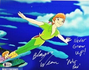 BLAYNE WEAVER PETER PAN SIGNED 8x10 METALLIC PHOTO BAS COA 199