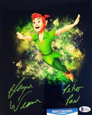 BLAYNE WEAVER PETER PAN SIGNED 8x10 METALLIC PHOTO BAS COA 089
