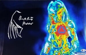 BRIAN A PRINCE THE PREDATOR SIGNED 11x17 METALLIC PHOTO SKETCH BAS COA 188