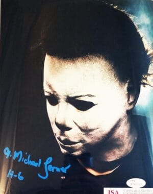 A. MICHAEL LERNER SIGNED 8X10 METALLIC PHOTO MICHAEL MYERS HALLOWEEN JSA COA 968