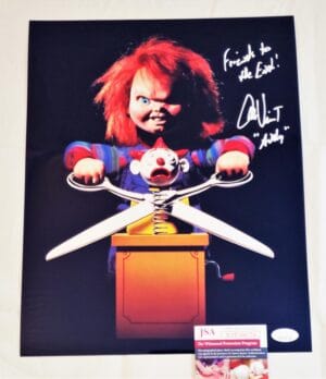 ALEX VINCENT ANDY SIGNED 11X14 METALLIC PHOTO CHILDS PLAY ANDY JSA COA 754