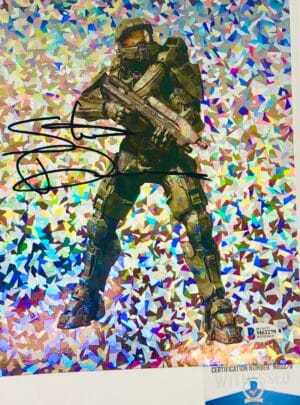 Steve Downes signed Master Chief 8x10 holographic photo HALO BAS M62279