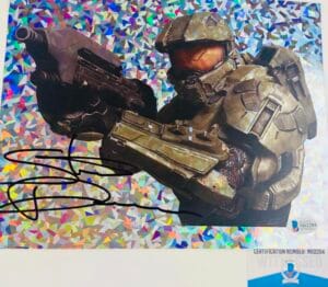 Steve Downes signed Master Chief 8x10 holographic photo HALO BAS M62284