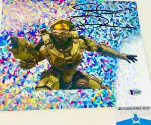 Steve Downes signed Master Chief 8x10 holographic photo HALO BAS M62287