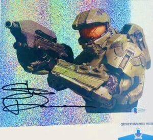Steve Downes signed Master Chief 8x10 holographic photo HALO BAS M62285
