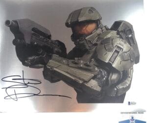 Steve Downes signed Master Chief  11X14 chrome photo HALO BAS COA M62305