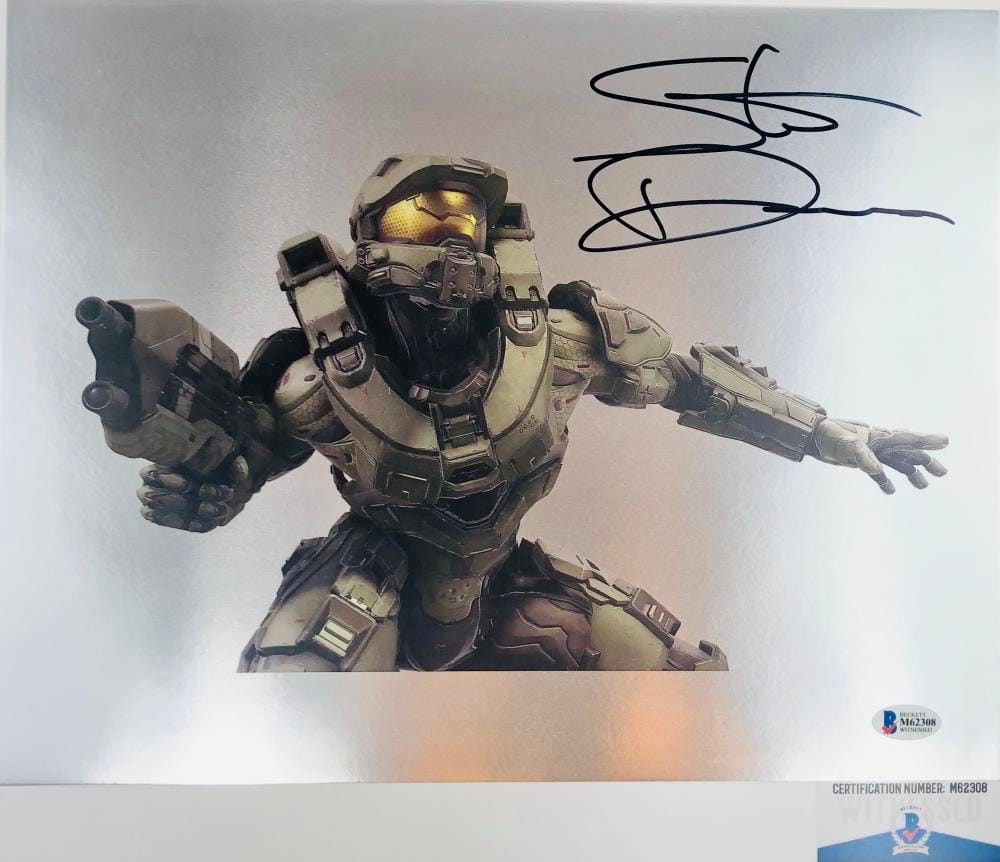 Steve Downes signed Master Chief 11X14 chrome photo HALO BAS COA M62308