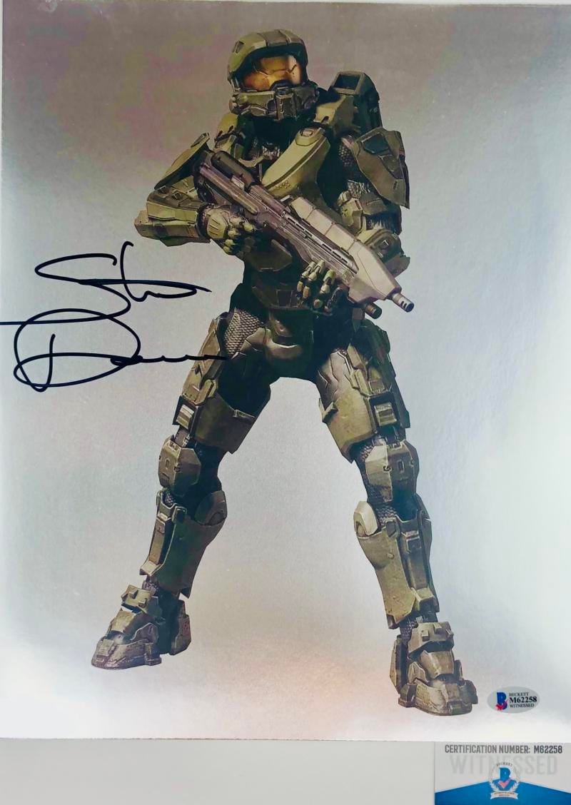 Steve Downes signed Master Chief 11X14 chrome photo HALO BAS COA M62258