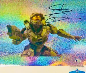 Steve Downes signed Master Chief 11X14 GLITTER photo HALO BAS M62309