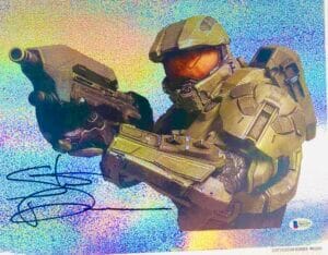 Steve Downes signed Master Chief 11X14 GLITTER photo HALO BAS M62255
