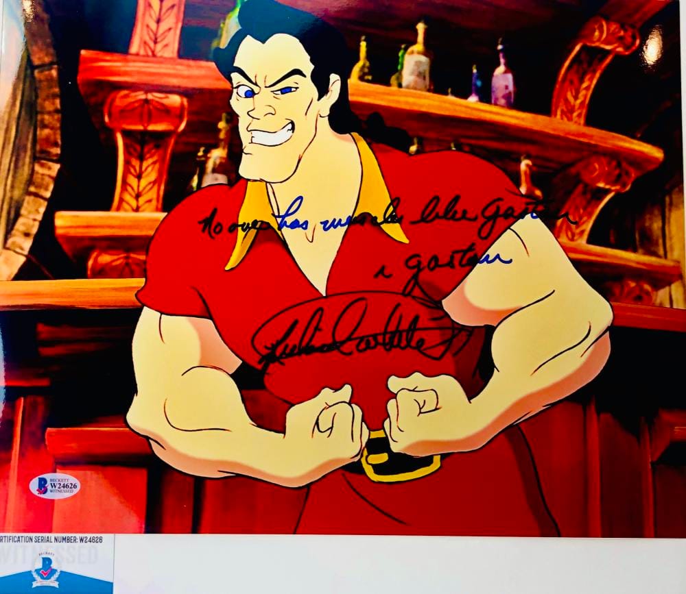 Richard White signed Gaston 11X14 photo Beauty and the Beast BAS COA W24626