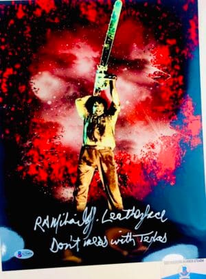 RA R.A. Mihailoff signed Leatherface 11X14 photo Texas Chainsaw BAS COA G72454