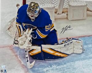 JORDAN BINNINGTON Autographed St. Louis Blues 16X20 Photo FANATICS Stanley Cup 2