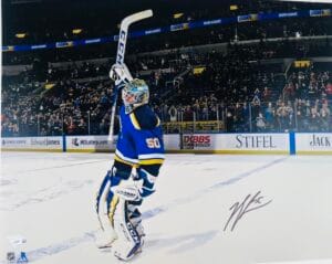 JORDAN BINNINGTON Autographed St. Louis Blues 16X20 Photo FANATICS Stanley Cup 5