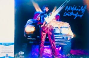RA R.A. Mihailoff signed Leatherface 11X14 photo Texas Chainsaw BAS COA G72409