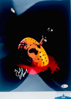 TED WHITE SIGNED 11x14 PHOTO METALLIC  JASON VOORHEES FRIDAY THE 13 BAS COA WA32640