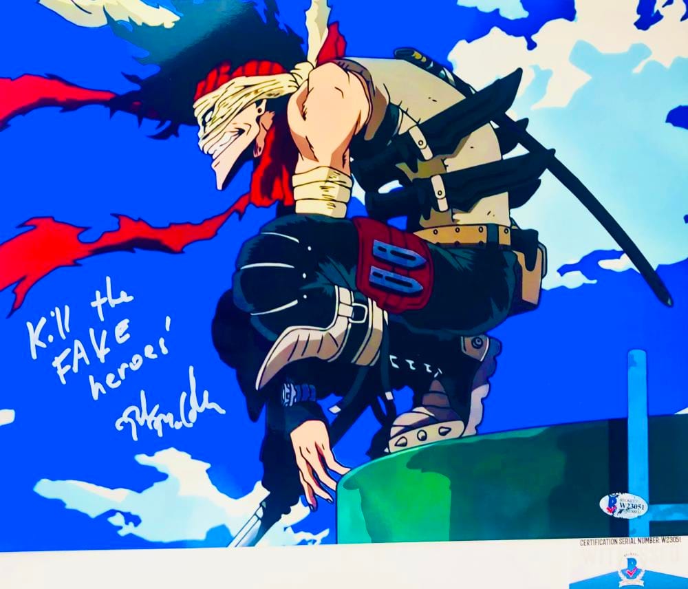 ROBERT MCCOLLUM signed STAIN MY HERO ACADEMIA 11X14 photo BAS COA W23051