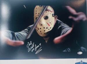 TED WHITE FRIDAY THE 13TH 12X18 MOVIE PHOTO JASON THE FINAL CHAPTER BAS WA32719