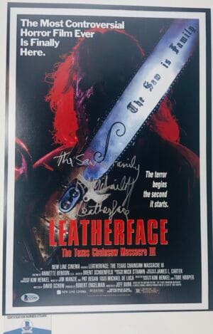 RA R.A. MIHAILOFF SIGNED TEXAS CHAINSAW MASSACRE 12X18 PHOTO POSTER BAS G72466