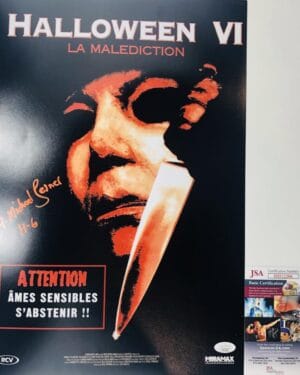 A MICHAEL LERNER SIGNED 12X18 PHOTO FOREIGN MOVIE POSTER HALLOWEEN 6 MICHAEL MYERS JSA HH12206