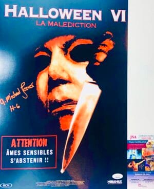 A MICHAEL LERNER SIGNED 12X18 PHOTO FOREIGN MOVIE POSTER HALLOWEEN 6 MICHAEL MYERS JSA HH12199