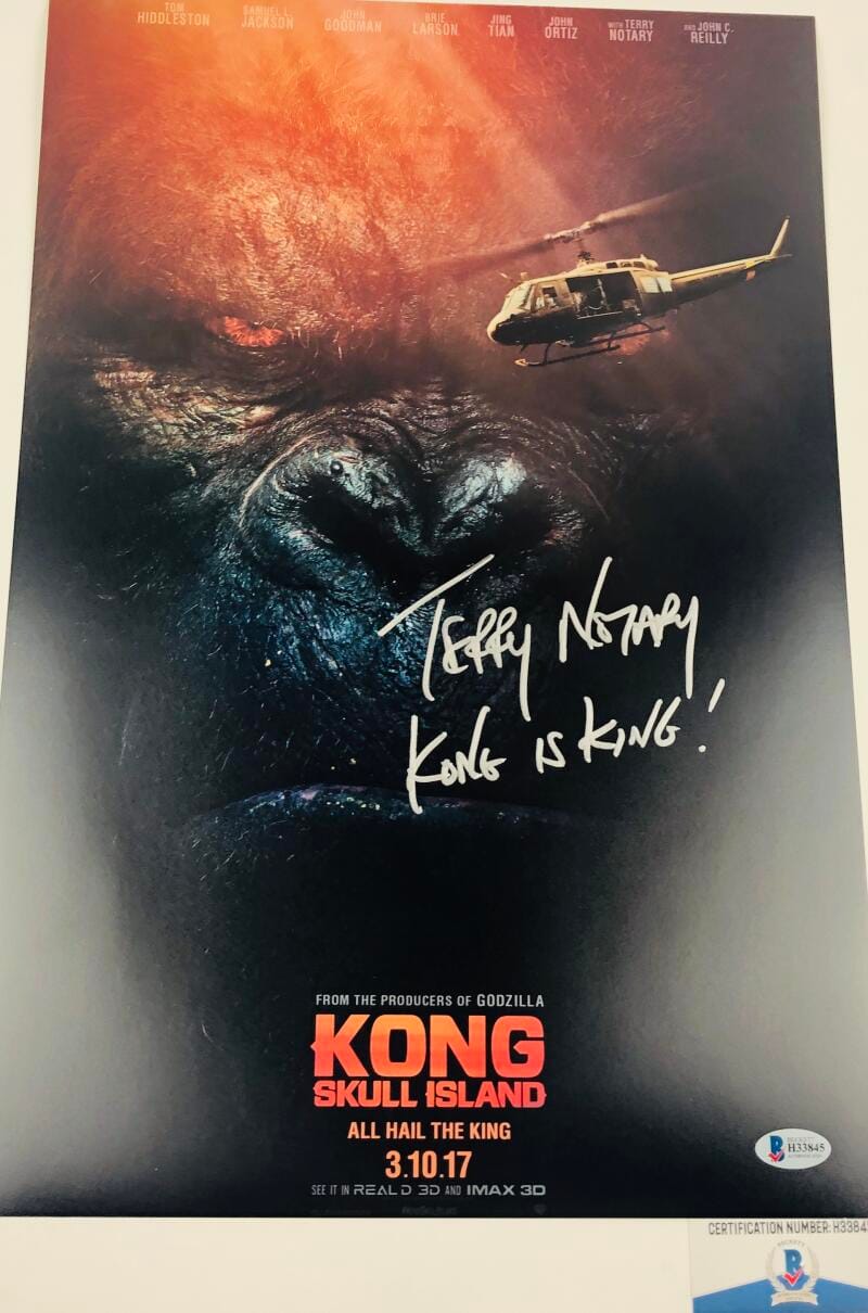 TERRY NOTARY SIGNED KING KONG SKULL ISLAND 12X18 MOVIE POSTER PHOTO BAS 845