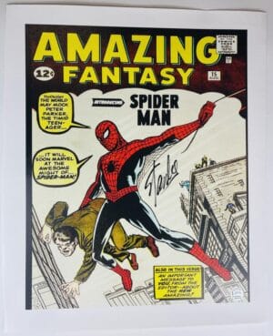 STAN LEE SIGNED AMAZING FANTASY #1 16X20 CANVAS PHOTO SPIDERMAN MARVEL FIRST APPEARANCE SERIAL NUMBERED STAN LEE HOLO