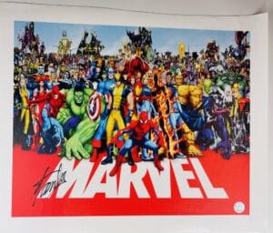 STAN LEE SIGNED 16X20 CANVAS PHOTO SPIDERMAN MARVEL FIRST APPEARANCE SERIAL NUMBERED EXCELSIOR HOLOGRAM