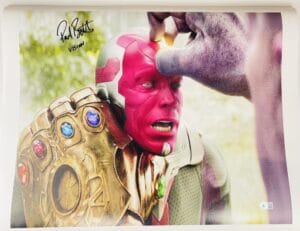 PAUL BETTANY SIGNED 16X20 CANVAS PHOTO AVENGERS WANDAVISION VISION MARVEL BAS 74