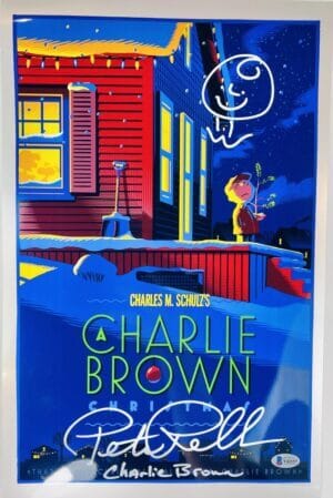 PETER ROBBINS SIGNED 11X17 METALLIC PHOTO CHARLIE BROWN CHRISTMAS BAS 157 SKETCH