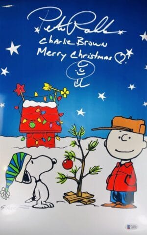 PETER ROBBINS SIGNED 11X17 METALLIC PHOTO CHARLIE BROWN CHRISTMAS BAS 163 SKETCH
