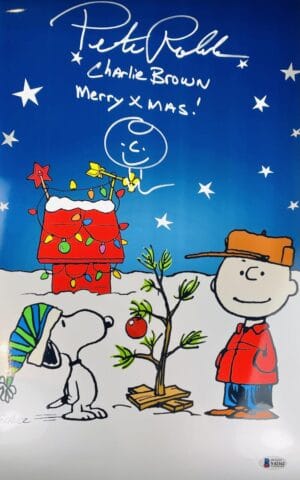 PETER ROBBINS SIGNED 11X17 METALLIC PHOTO CHARLIE BROWN CHRISTMAS BAS 162 SKETCH