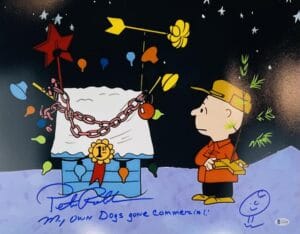 PETER ROBBINS SIGNED 16X20 PHOTO CHARLIE BROWN CHRISTMAS BAS 410 SKETCH INSCRIPTION