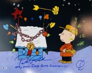 PETER ROBBINS SIGNED 16X20 PHOTO CHARLIE BROWN CHRISTMAS BAS 409 SKETCH INSCRIPTION