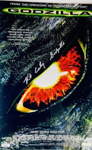 KURT CARLEY SIGNED GODZILLA 11X17 METALLIC PHOTO MINI MOVIE POSTER JSA 011