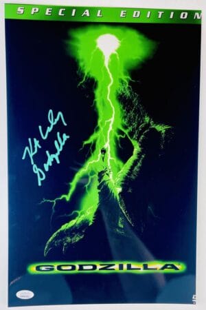 KURT CARLEY SIGNED GODZILLA 11X17 METALLIC PHOTO MINI MOVIE POSTER JSA 001