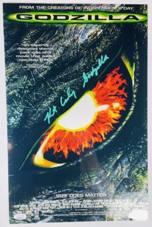 KURT CARLEY SIGNED GODZILLA 11X17 METALLIC PHOTO MINI MOVIE POSTER JSA 031