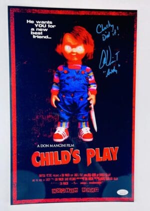 ALEX VINCENT SIGNED CHILDS PLAY 11X17 METALLIC PHOTO MINI POSTER CHUCKY JSA 782