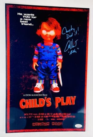 ALEX VINCENT SIGNED CHILDS PLAY 11X17 METALLIC PHOTO MINI POSTER CHUCKY JSA 784