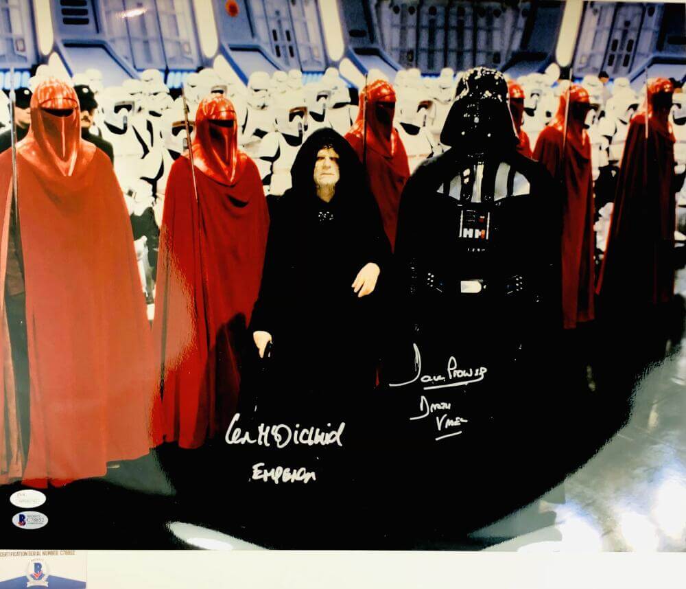 DAVE PROWSE IAN MCDIARMID SIGNED 16X20 METALLIC PHOTO STAR WARS DARTH VADER BAS2