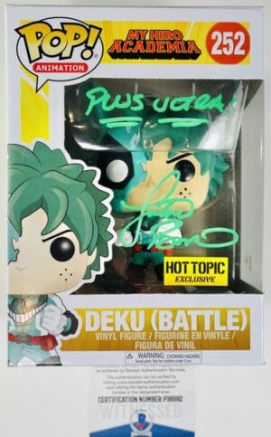 JUSTIN BRINER SIGNED DEKU BATTLE FUNKO POP VINYL 252 HOT TOPIC EXCLUSIVE BAS 982