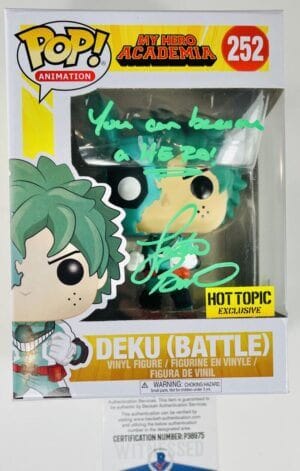 JUSTIN BRINER SIGNED DEKU BATTLE FUNKO POP VINYL 252 HOT TOPIC EXCLUSIVE BAS 975