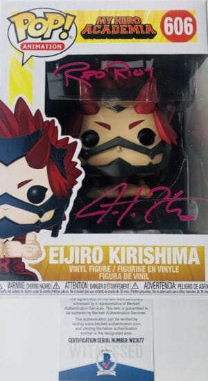 JUSTIN COOK SIGNED EIJIRO KRISHIMA FUNKO POP 606MY HERO ACADEMIA ANIME BAS 177