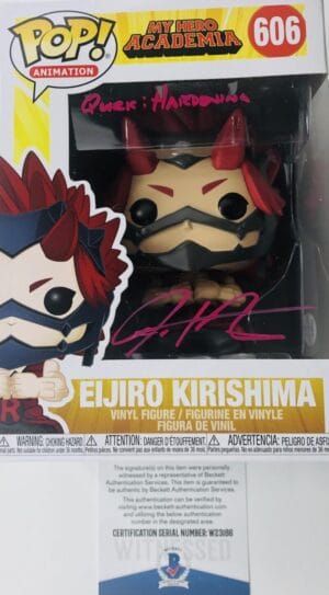 JUSTIN COOK SIGNED EIJIRO KRISHIMA FUNKO POP 606MY HERO ACADEMIA ANIME BAS 186